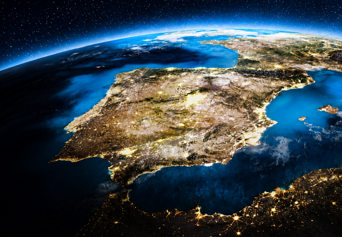Mapa de España con Madrid señalado en el centro